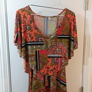 Liquid Knit Orange Paisley Dress